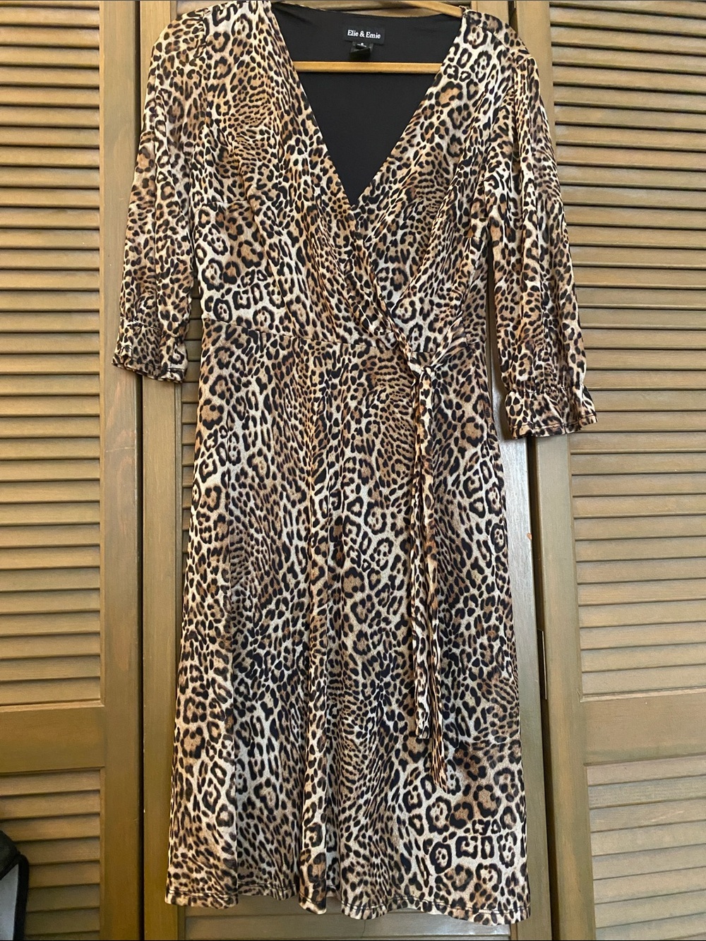 Elie & Emie Brown Leopard-Print Wrap Midi Dress